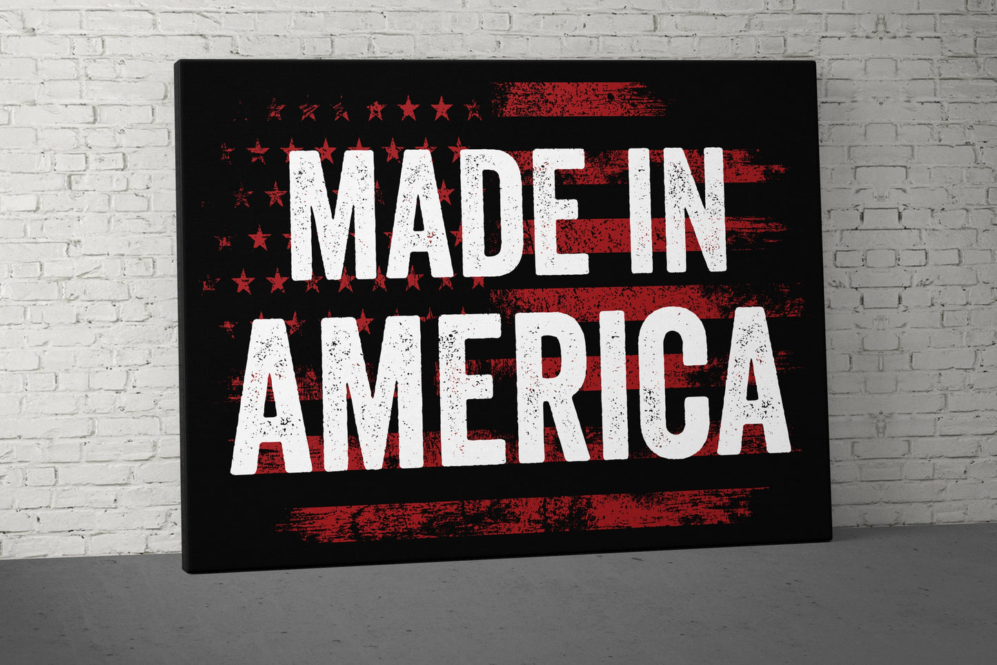 Made In America Canvas - Gym Wall Art - Motivational Fitness Decor - Sports Gift Signs - USA Red