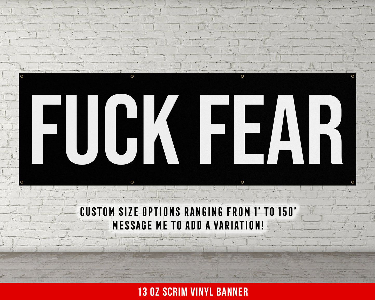 F*** Fear Banner - Motivational Home Gym Decor - Large Quote Wall Art - Weightlifting - Inspirational