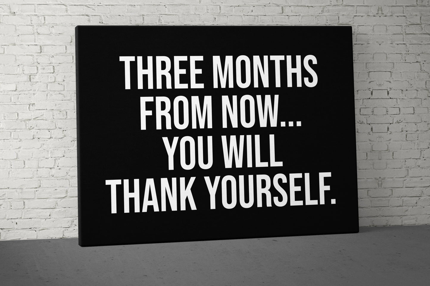 Three Months Canvas - Home Gym Decor - Large Motivational Office Wall Art - Garage Basement