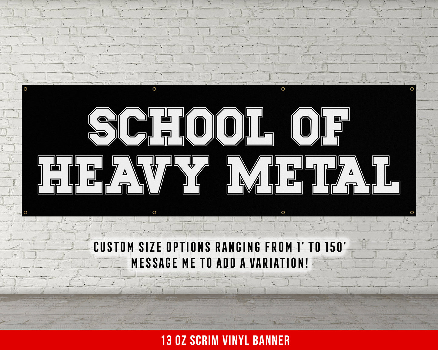 School of Heavy Metal Banner - Motivational Home Gym Decor - Large Quote Wall Art - Weightlifting