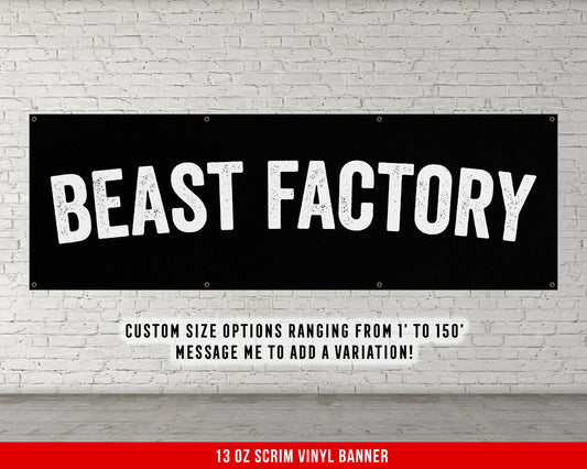 Beast Factory Banner - Home Gym Wall Art - Motivational Fitness Decor - Sign - Sports Gifts