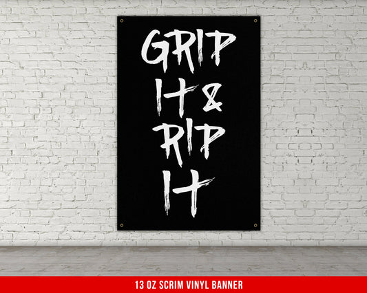 Grip And Rip Banner - Home Gym Wall Art - Motivational Fitness Decor - Sign - Sports Gifts