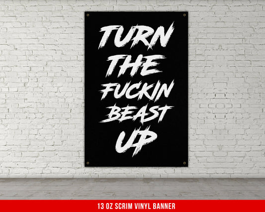 Turn The Beast Up Banner - Gym Wall Art - Motivational Fitness Decor - Sports Gift Signs