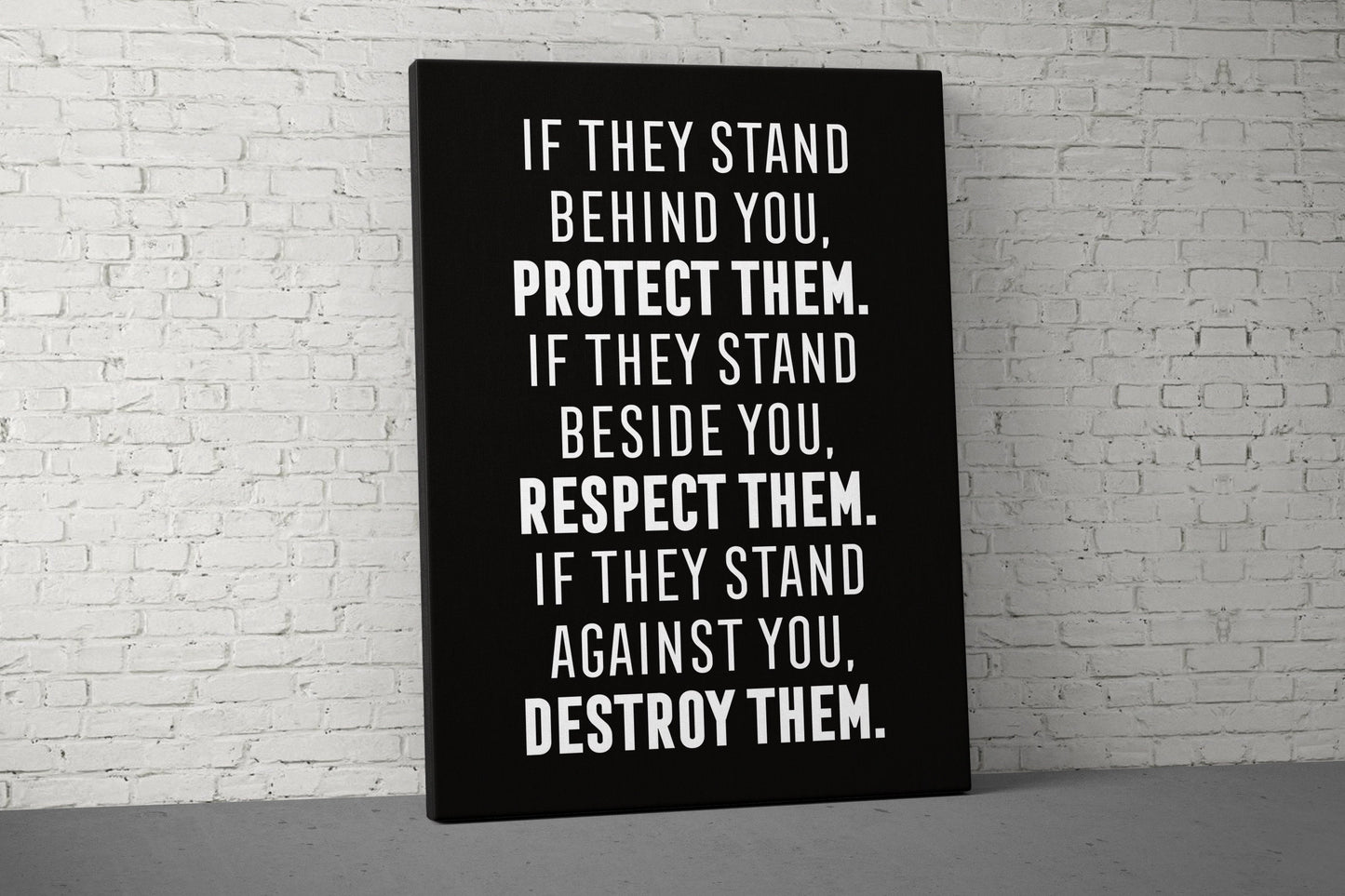 If They Stand Behind You Canvas - Home Gym Decor - Large Motivational Quote Wall Art - Fitness