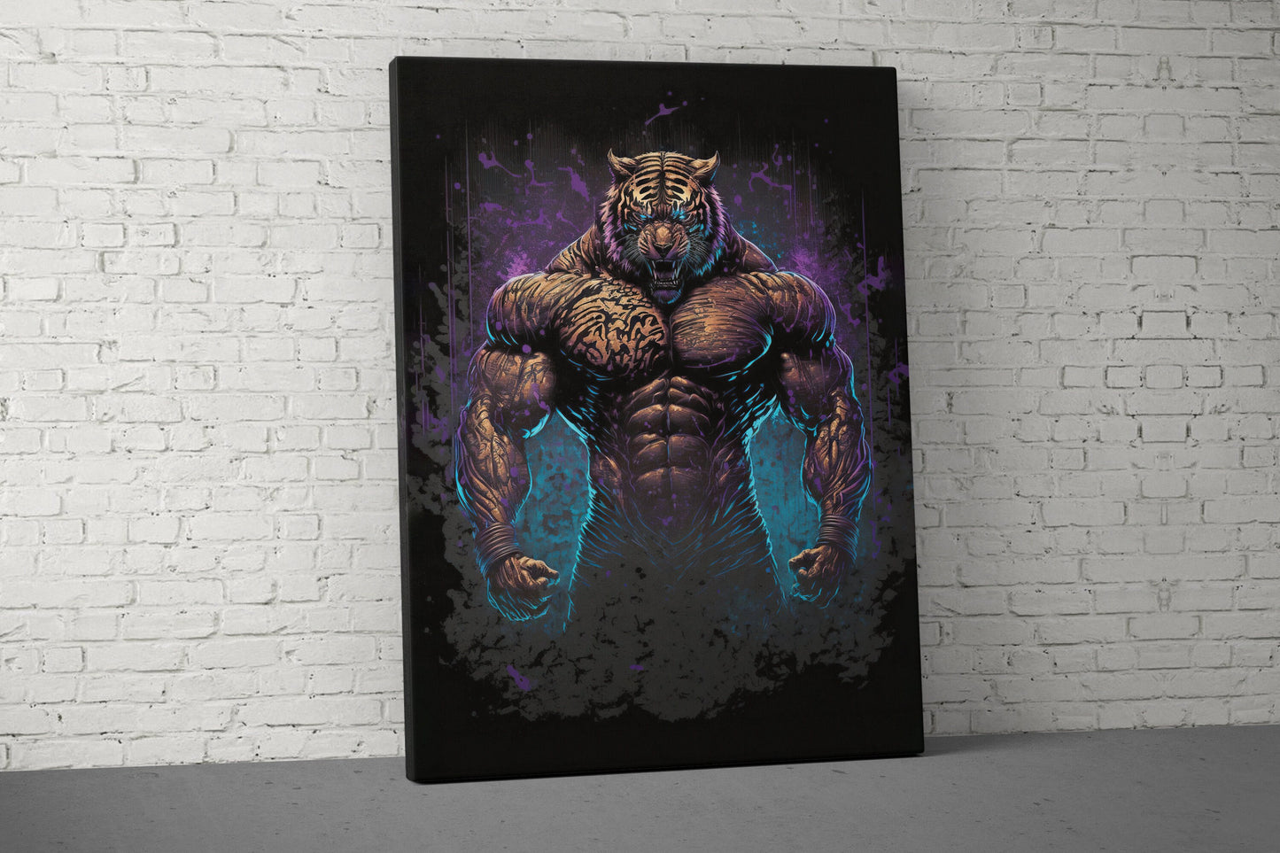 Tiger Muscles Canvas - Gym Wall Art - Motivational Fitness Decor - Sports Gift Signs - V7