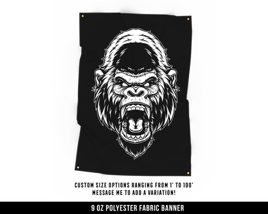 Gorilla Cloth Banner - Home Gym Decor - Large Wall Art Quote - Weightlifting