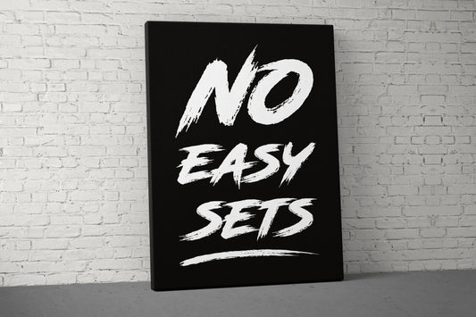 No Easy Sets Canvas - Home Gym Decor - Large Motivational Quote Wall Art - Weightlifting