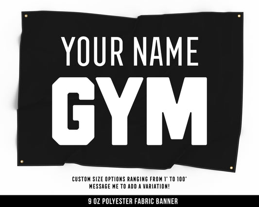 Custom Your Name Cloth Banner - Home Gym Decor - Funny Large Wall Art - Weightlifting - Personalization