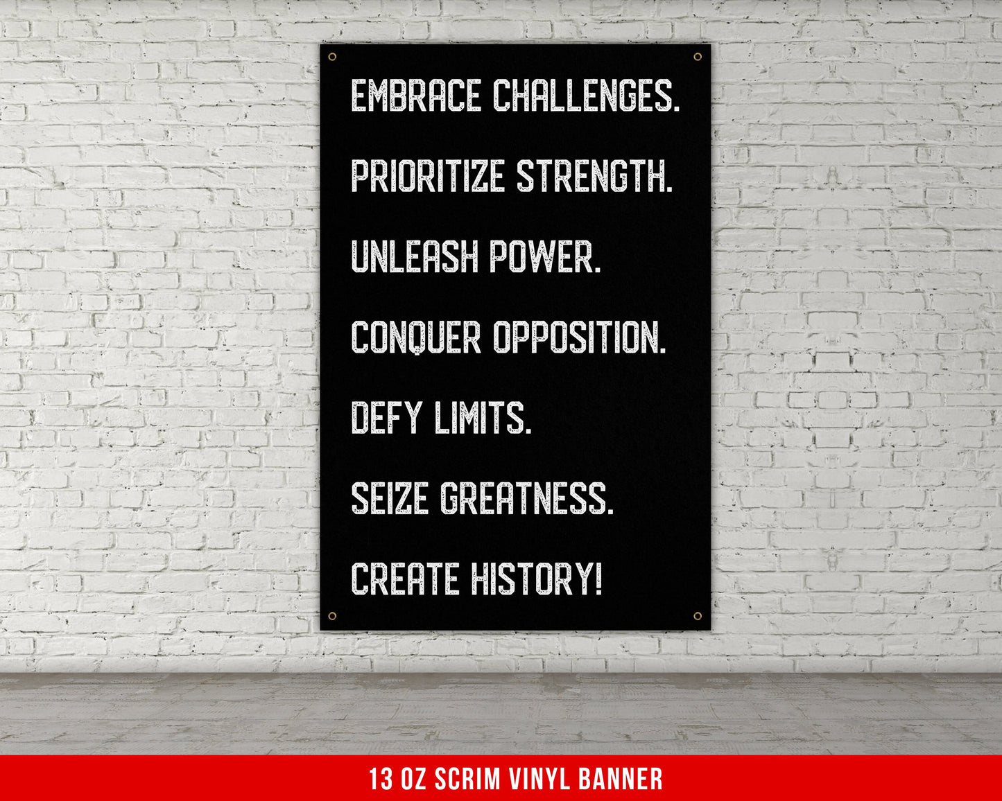 Embrace Challenges Banner - Home Gym Decor - Large Motivational Quote Wall Art - Weightlifting