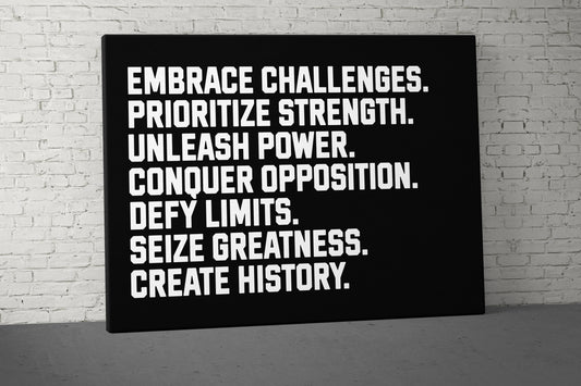 Embrace Challenges Canvas - Home Gym Decor - Large Motivational Quote Wall Art - Weightlifting Sports