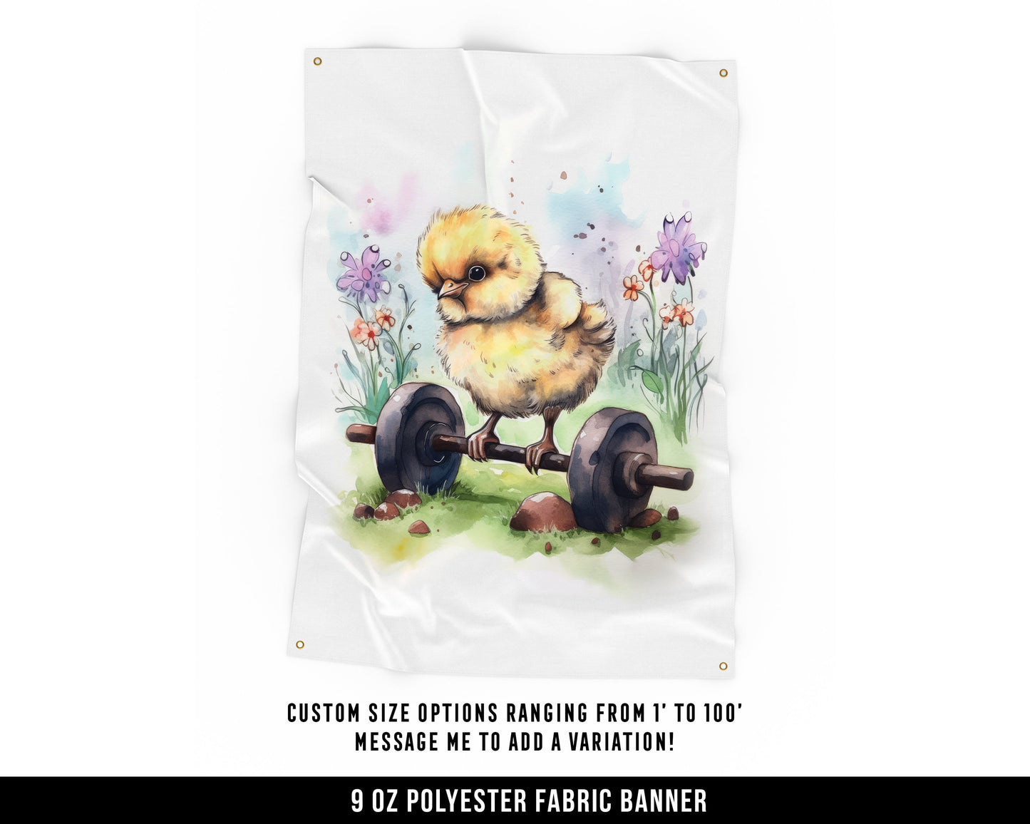 Cute Baby Chick Cloth Banner - Motivational Home Gym Decor - Large Wall Art Quote - Funny - V5