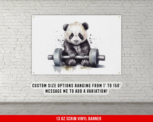 Baby Panda Weights - Home Gym Banner Flag - Funny Wall Decor - Garage Basement - Fitness - Cute V6