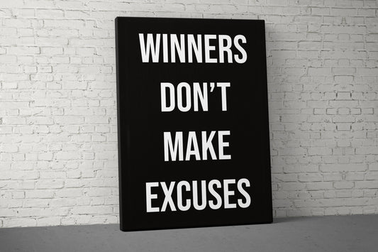 Winners Don't Make Excuses Canvas - Home Gym Decor - Large Quote Wall Art - Weightlifting