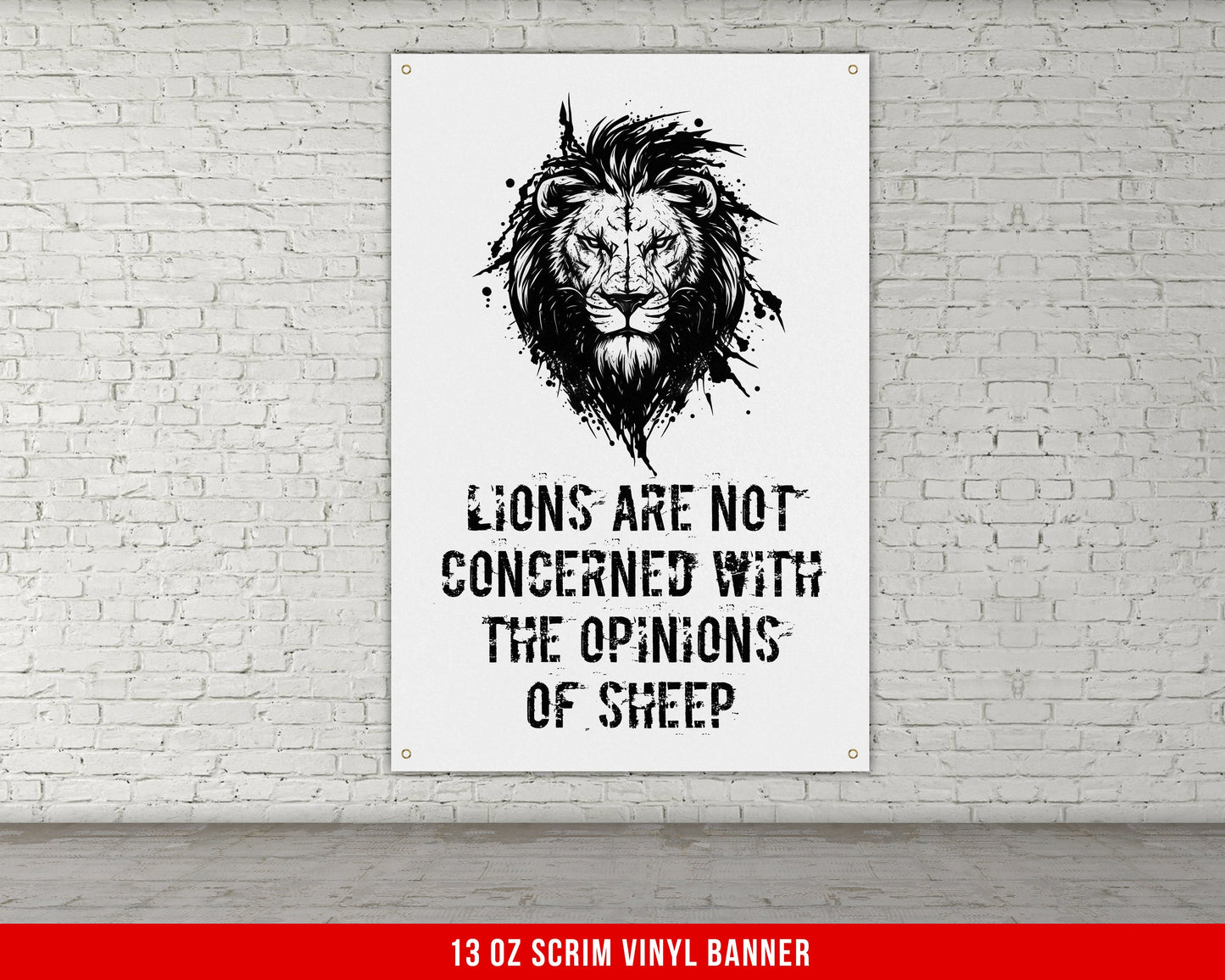 Lion Doesn't Concern Banner - Home Gym Decor - Large Quotes Wall Art - Sports Inspiration - Motivational - V6