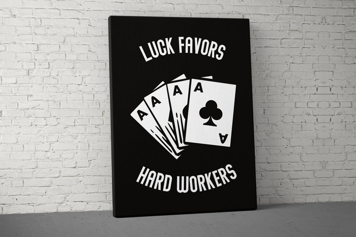 Luck Favors Hard Workers Canvas - Home Gym Decor - Large Motivational Quote Wall Art - Weightlifting Fitness - Inspiration