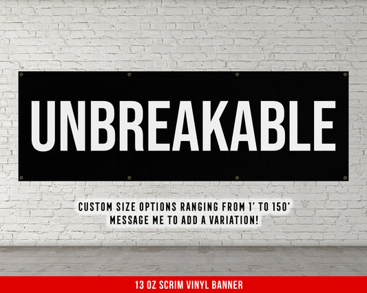 Unbreakable Banner - Home Gym Wall Art - Motivational Fitness Decor - Sign - Sports Gift