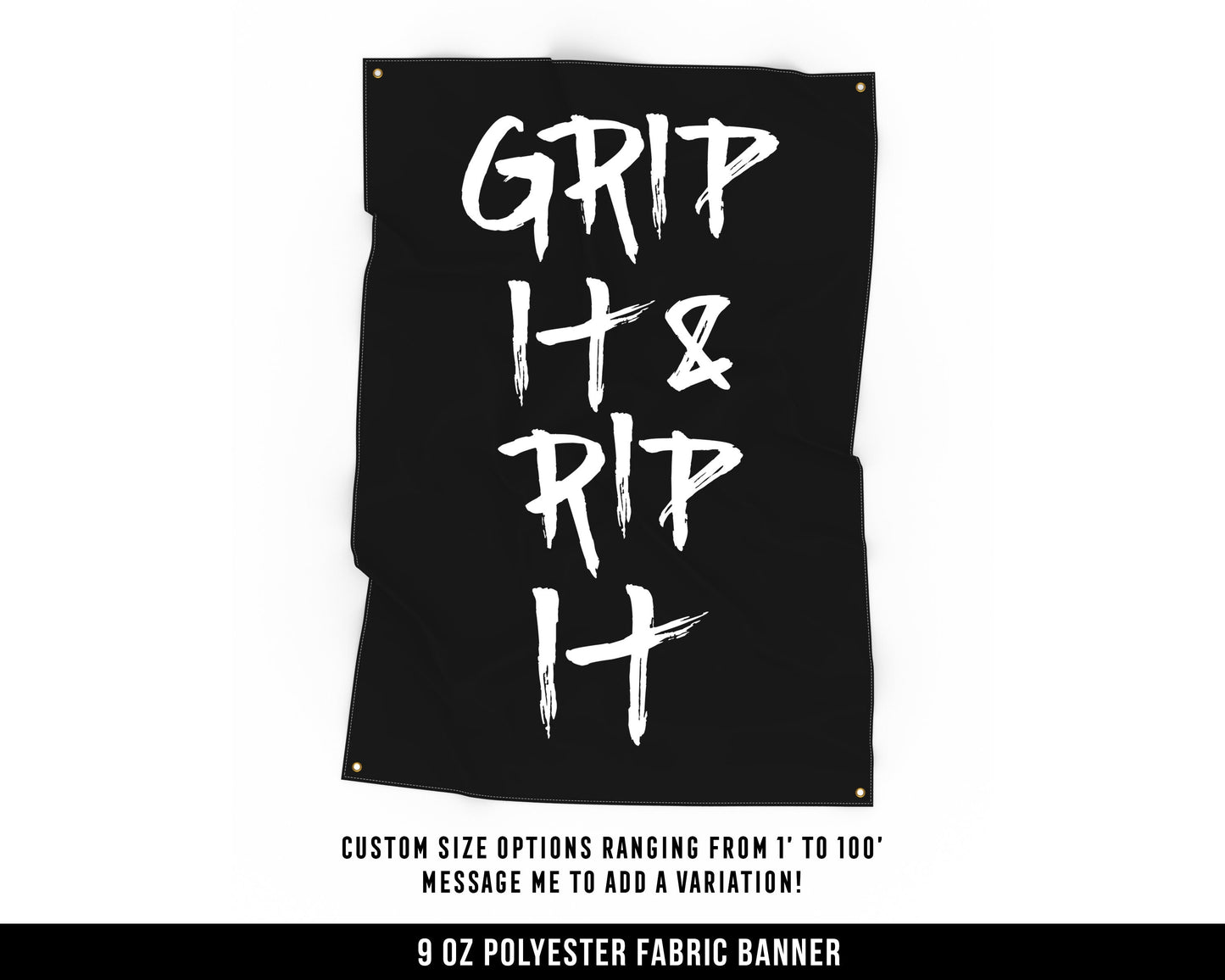 Grip It Rip It Cloth Banner - Home Gym Decor - Large Wall Art Quote - Weightlifting Workout Gift