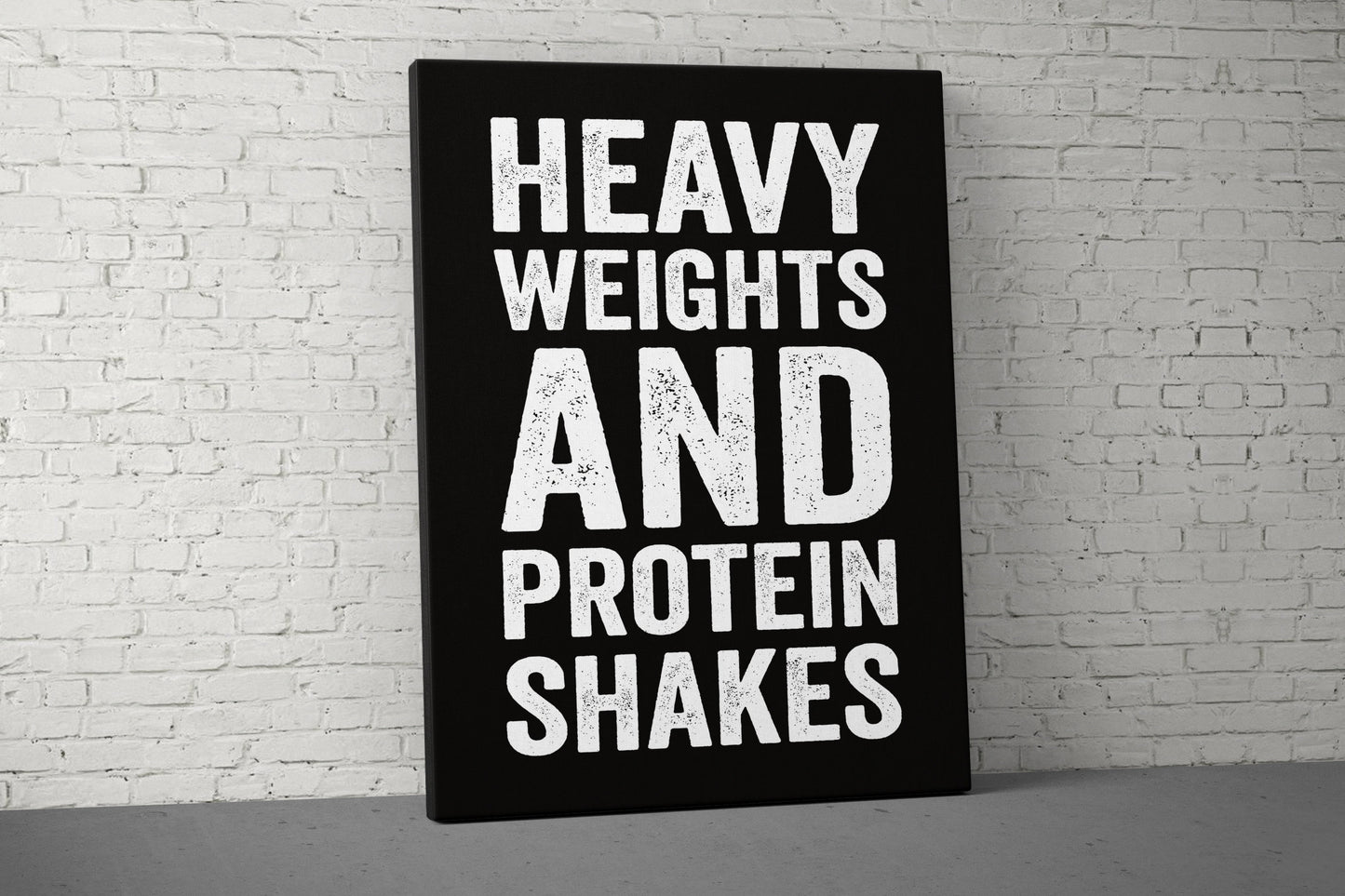 Heavy Weights Protein Shakes Canvas - Home Gym Decor - Large Motivational Quote Wall Art - Fitness