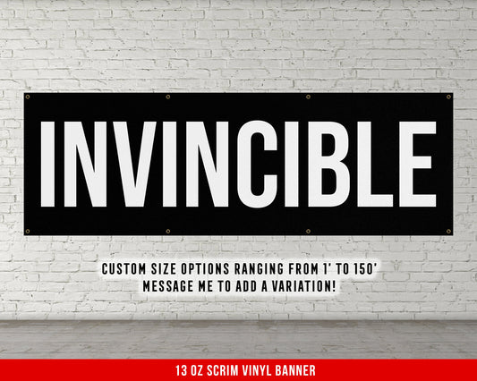 Invincible Banner - Home Gym Wall Art - Motivational Fitness Decor - Sign - Sports Gift