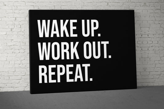 Wake Up Work Out Canvas - Home Gym Decor - Large Motivational Quote Wall Art - Weightlifting