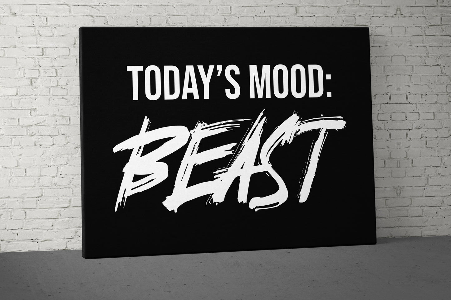 Todays Mood Beast Canvas - Home Gym Decor - Large Motivational Quote Wall Art - Weightlifting