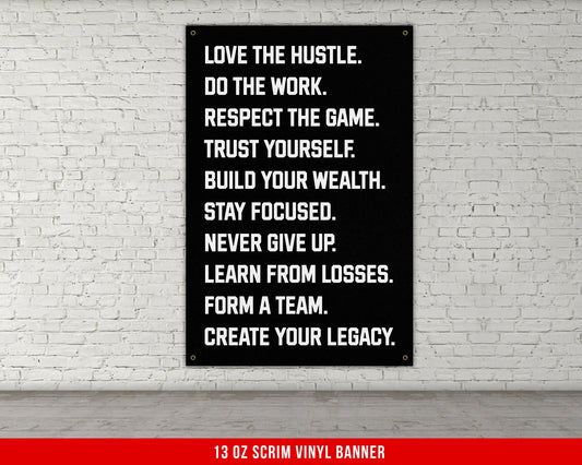 10 Rules Banner - Home Gym Decor - Large Motivational Quote Wall Art - Weightlifting - Sports Inspiration