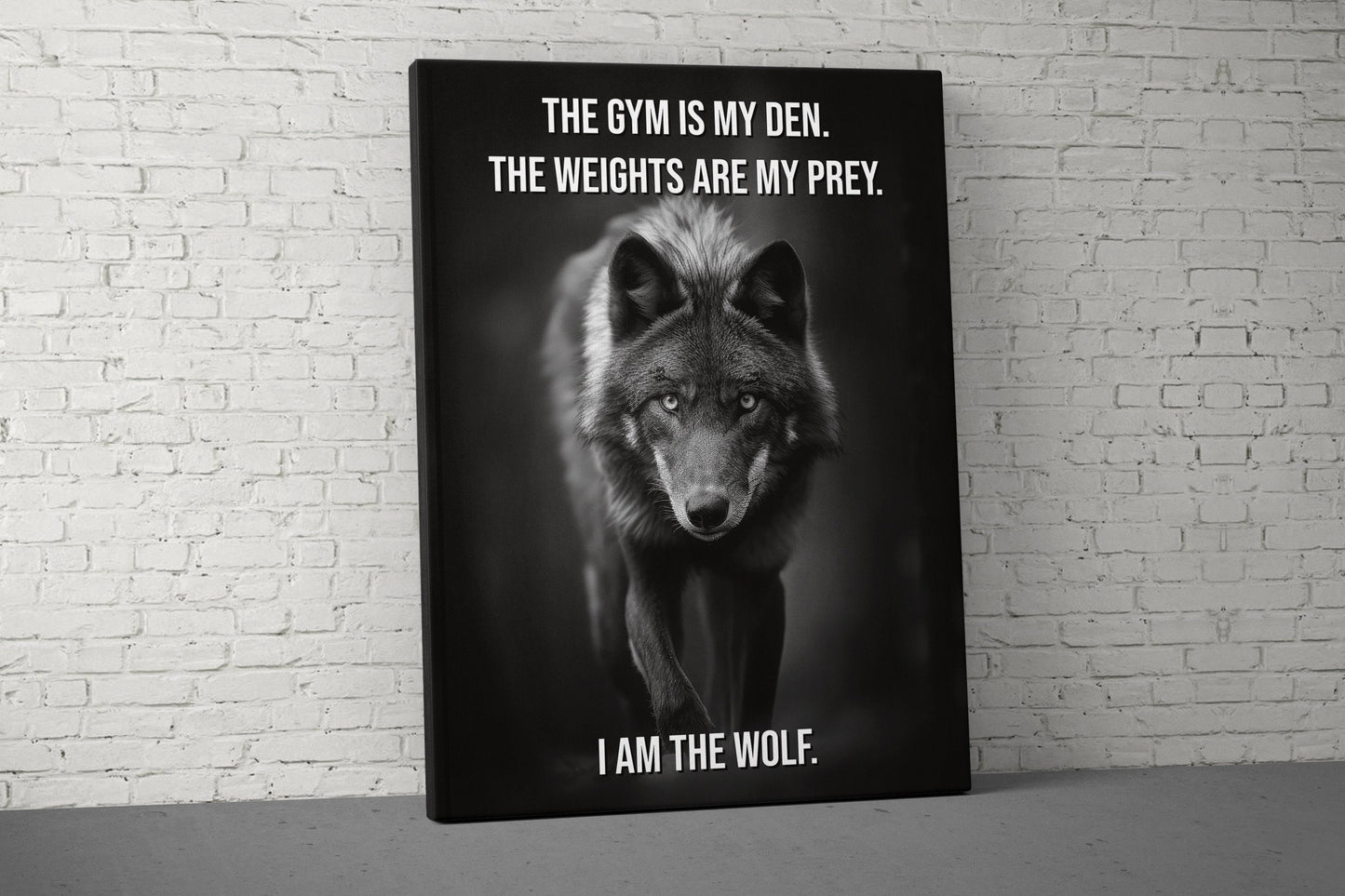 The Gym Is My Den Canvas - Home Gym Decor - Large Quote Wall Art - Weightlifting Fitness - Wolves