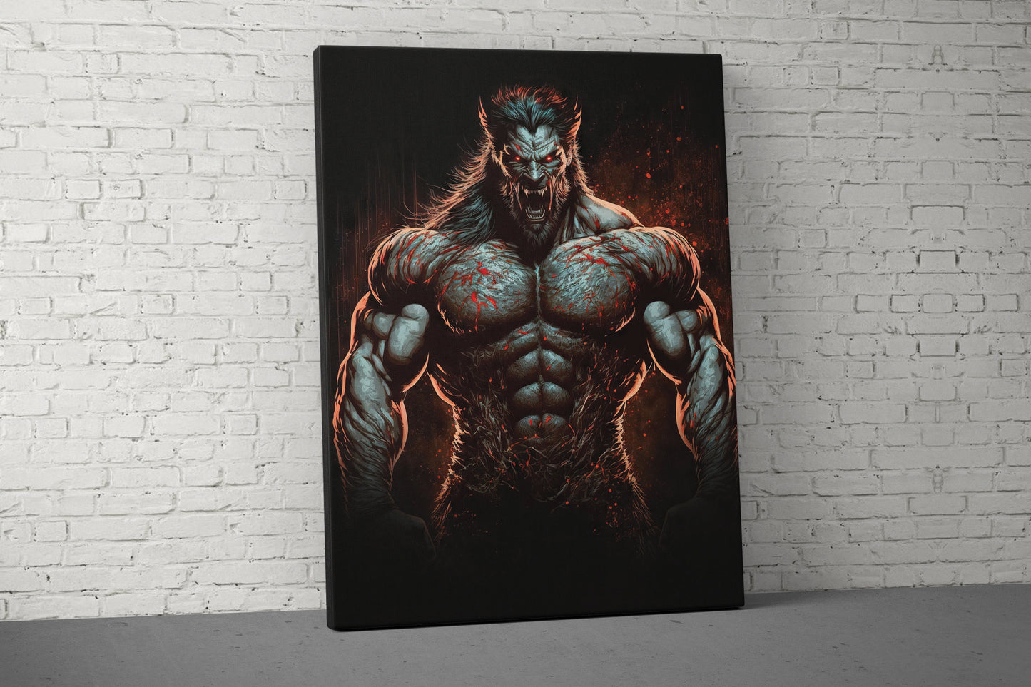 Werewolf Muscles Canvas - Home Gym Decor - Large Quote Wall Art - Weightlifting Fitness - V1