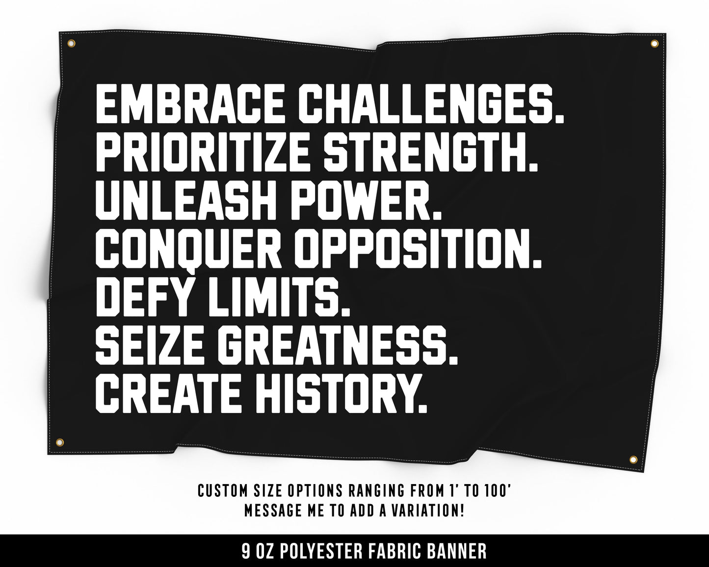 Embrace Challenges Cloth Banner - Home Gym Decor - Large Wall Art Quote - Motivational Fitness Sign Flag