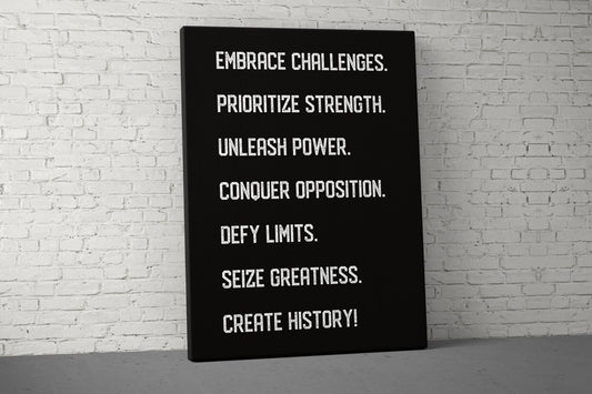 Embrace Challenges Canvas - Home Gym Decor - Large Quote Wall Art - Weightlifting - Motivational