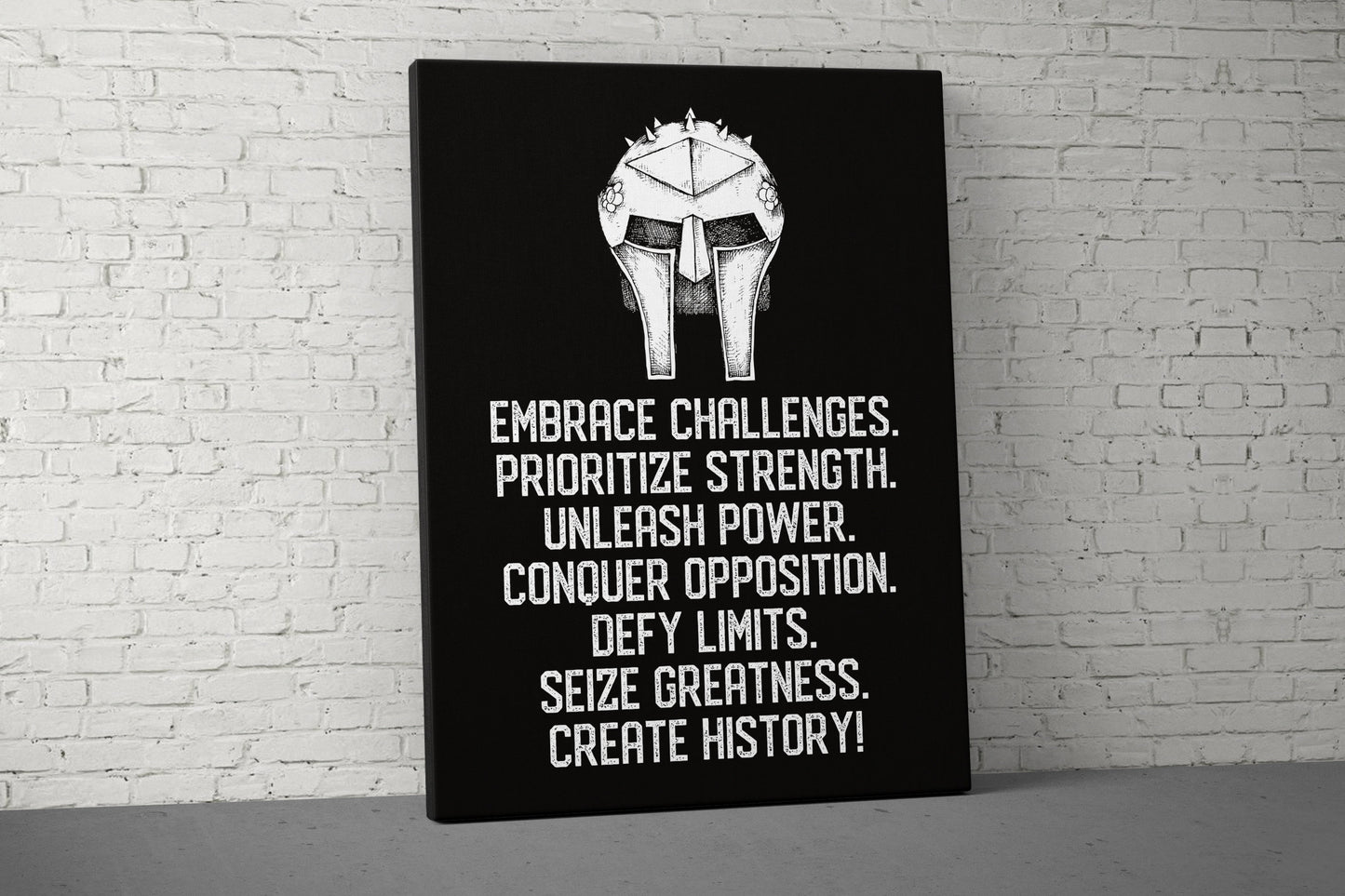 Embrace Challenges Canvas - Home Gym Decor - Large Quote Wall Art - Weightlifting - Motivational Warrior