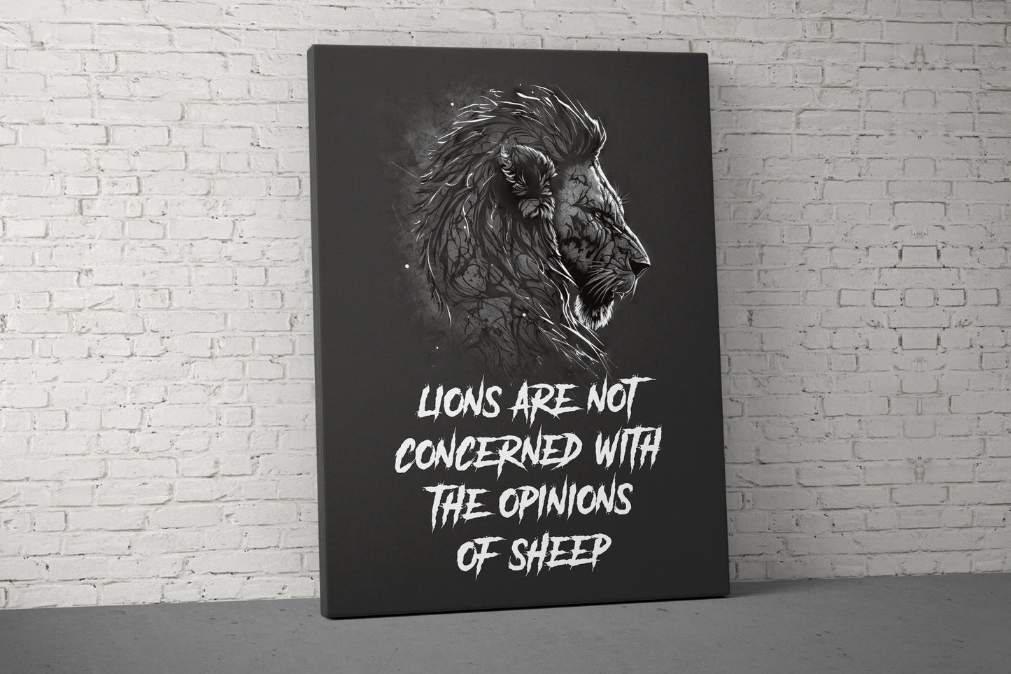 Lion Doesn't Concern Canvas - Home Gym Decor - Large Quote Wall Art - Weightlifting Fitness - V4