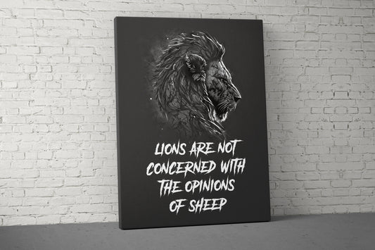 Lion Doesn't Concern Canvas - Home Gym Decor - Large Quote Wall Art - Weightlifting Fitness - V4