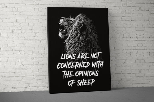 Lion Doesn't Concern Canvas - Home Gym Decor - Large Quote Wall Art - Weightlifting Fitness - V5