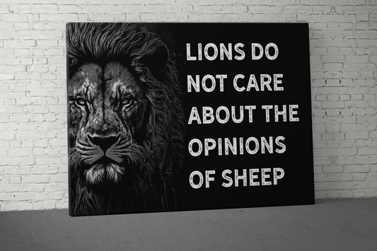 Lions Do Not Care Canvas - Home Gym Decor - Large Motivational Quote Wall Art - Weightlifting - V7