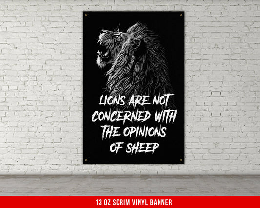 Lion Doesn't Concern Banner - Home Gym Decor - Large Quotes Wall Art - Sports Inspiration - Motivational - V5