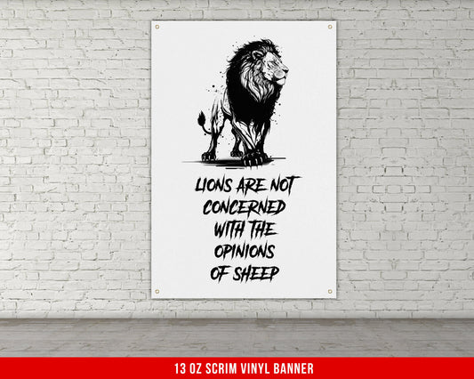 Lion Doesn't Concern Banner - Home Gym Decor - Large Quotes Wall Art - Sports Inspiration - Motivational - V3