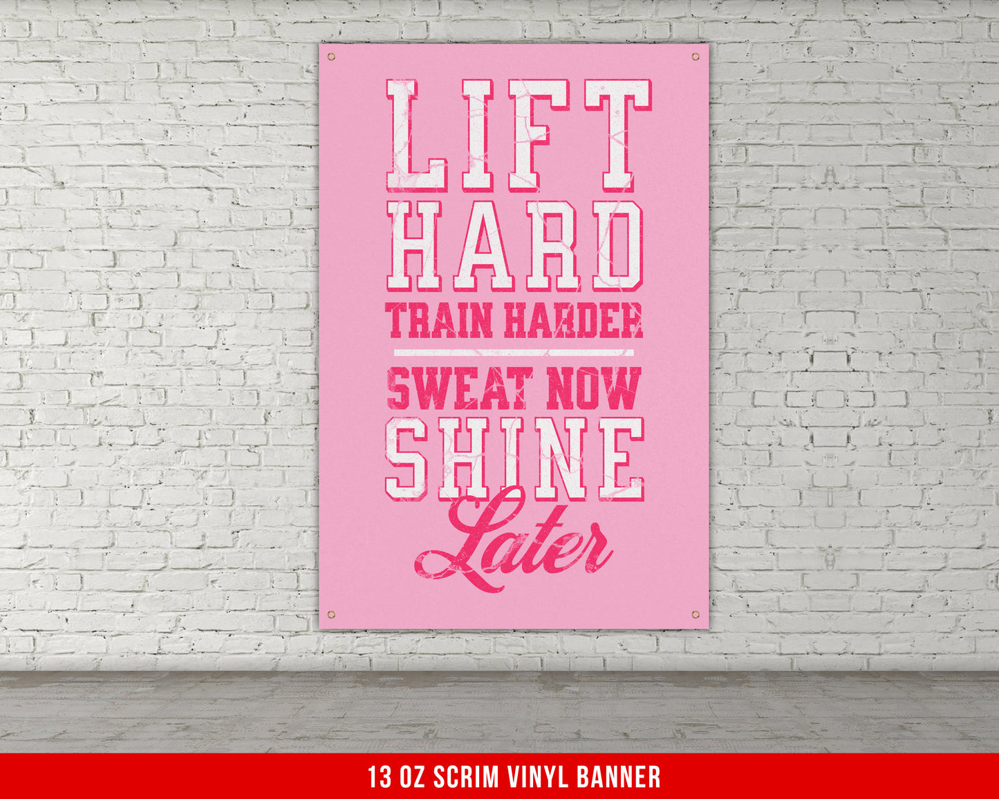 Lift Hard Shine Later Banner - Home Gym Decor - Large Motivational Quote Wall Art - Fitness