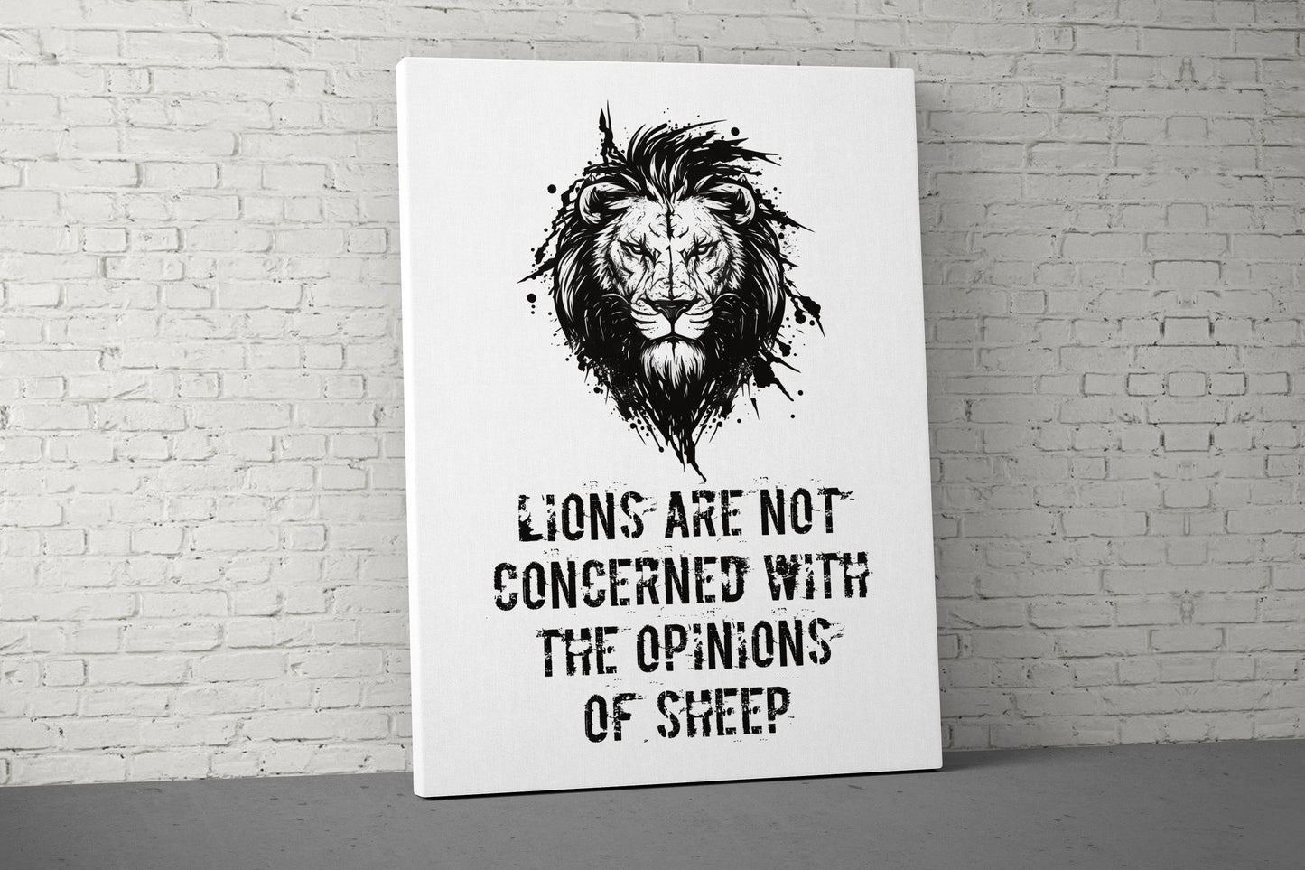 Lion Doesn't Concern Canvas - Home Gym Decor - Large Quote Wall Art - Weightlifting Fitness - V6