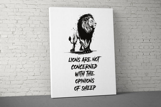 Lion Doesn't Concern Canvas - Home Gym Decor - Large Quote Wall Art - Weightlifting Fitness - Funny - V3