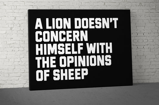 Lion Doesn't Concern Canvas - Home Gym Decor - Large Quote Wall Art - Weightlifting Fitness - Sports - V2